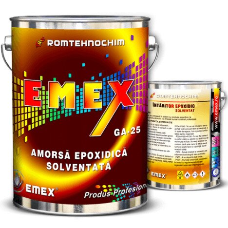 Pachet Grund Epoxidic Amorsare Solventat ?Emex? - Bid. 3 Kg + Intaritor - Bid. 0.75 Kg